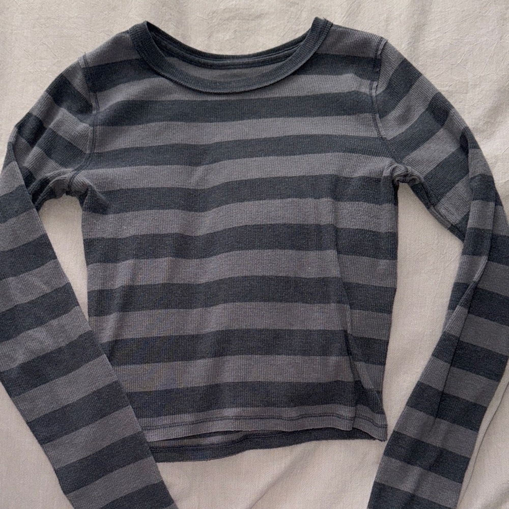 Hollister Gray and Black Striped Tee